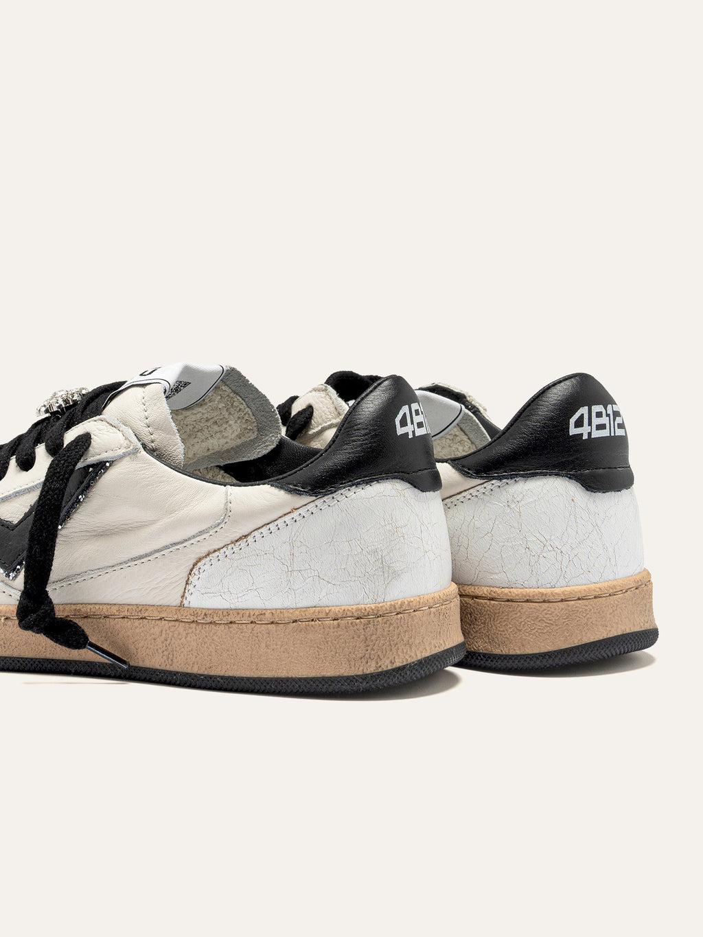PLAYNEW Sneakers in White and Black Leather