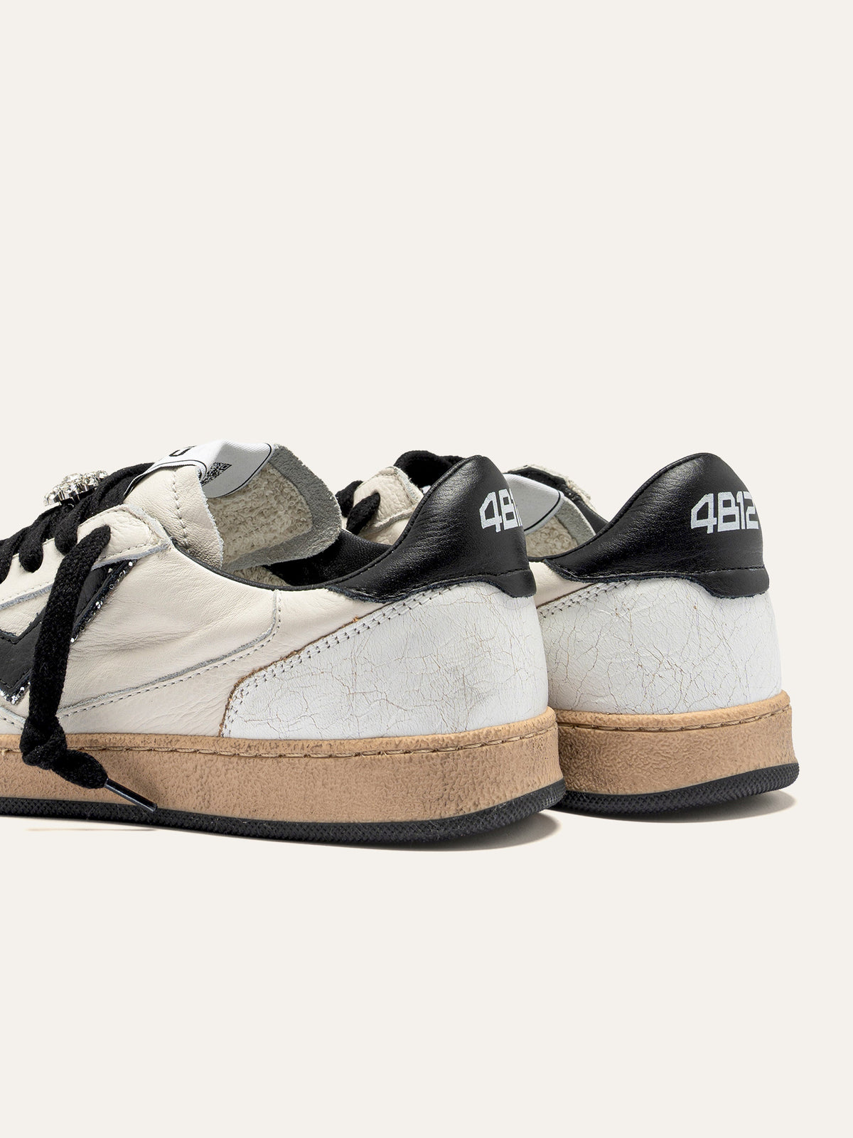 PLAYNEW Sneakers in White and Black Leather