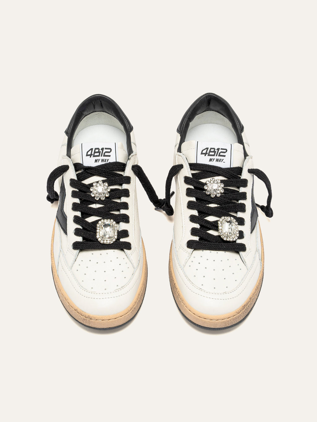 PLAYNEW Sneakers in White and Black Leather