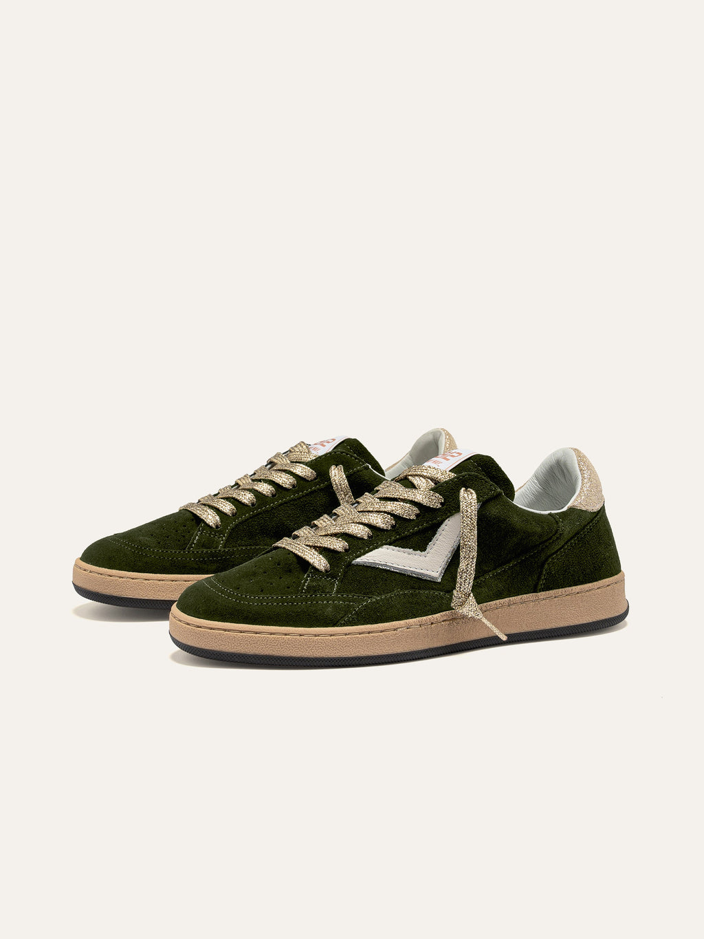 PLAYNEW Sneakers in Green Suede and Gold