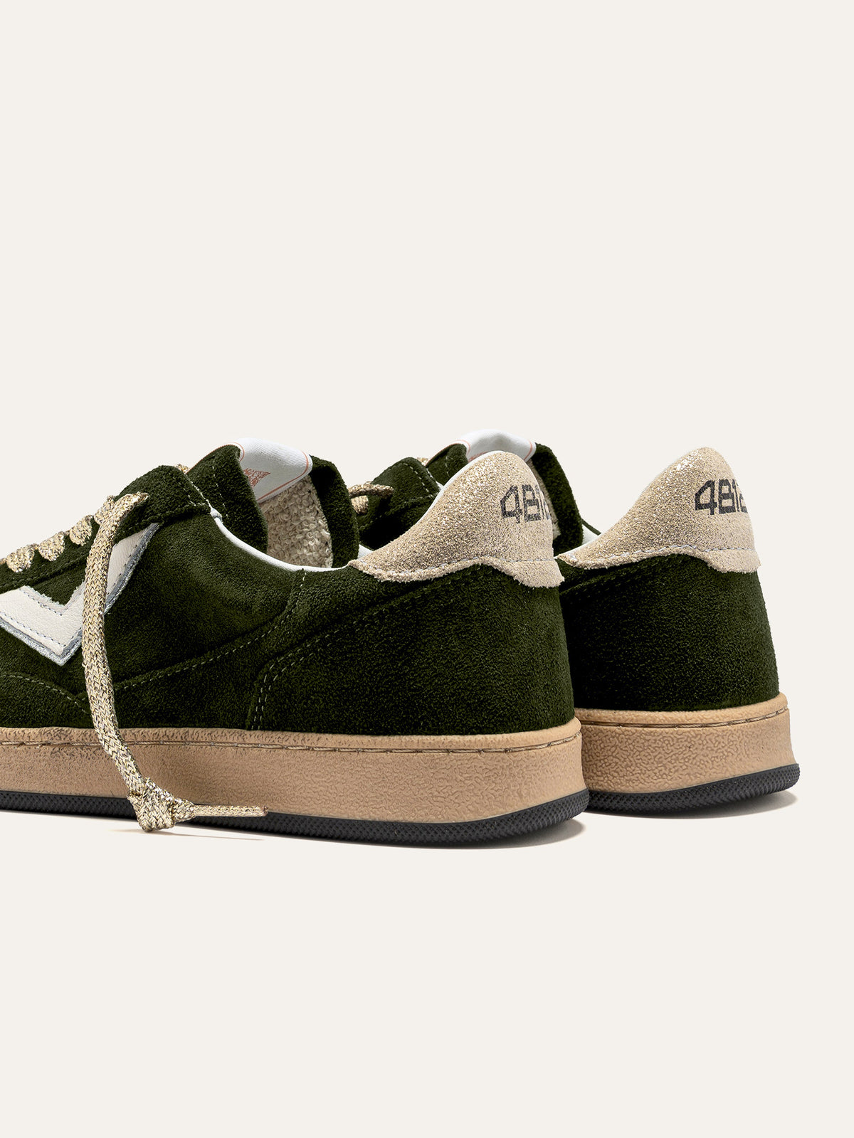 PLAYNEW Sneakers in Green Suede and Gold
