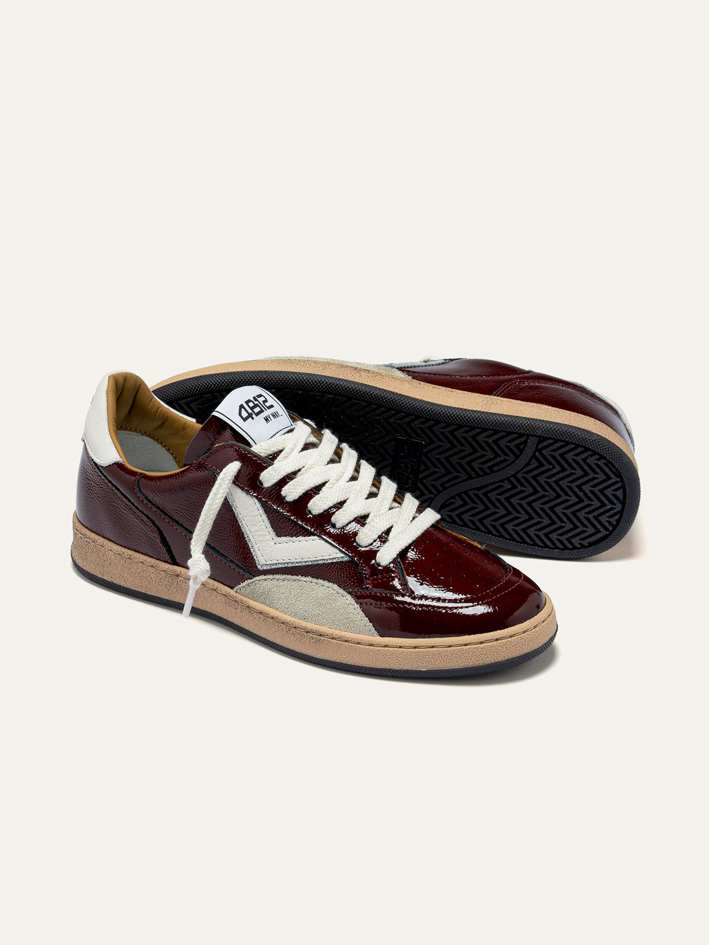 PLAYNEW Sneakers in Burgundy and Cream