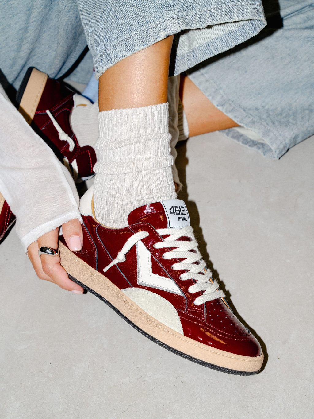 PLAYNEW Sneakers in Burgundy and Cream
