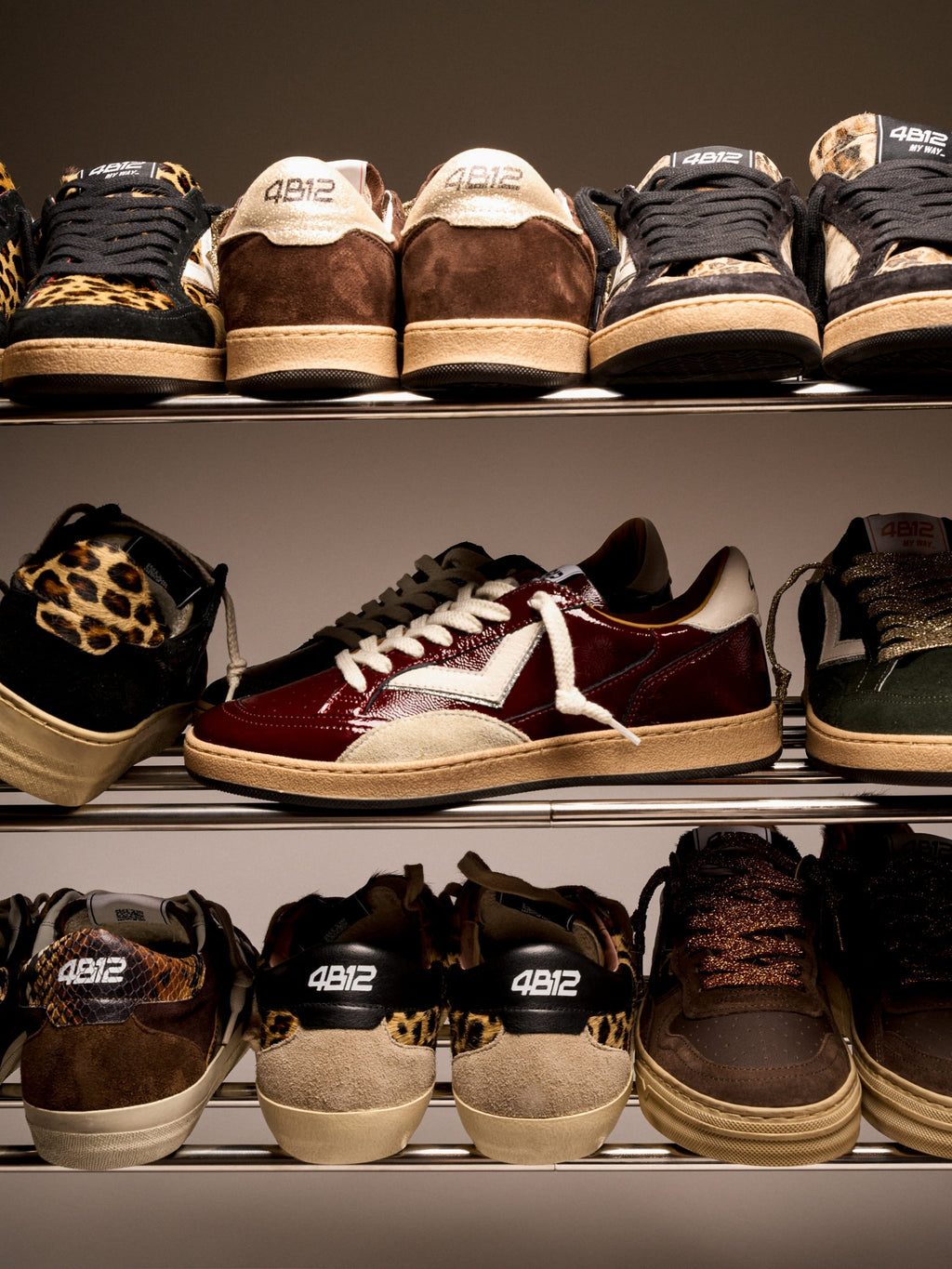 PLAYNEW Sneakers in Burgundy and Cream