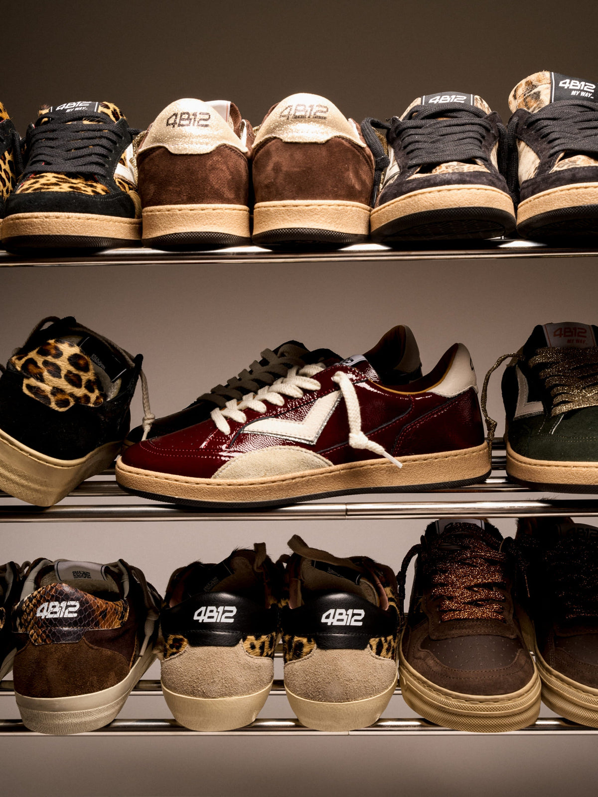 PLAYNEW Sneakers in Burgundy and Cream