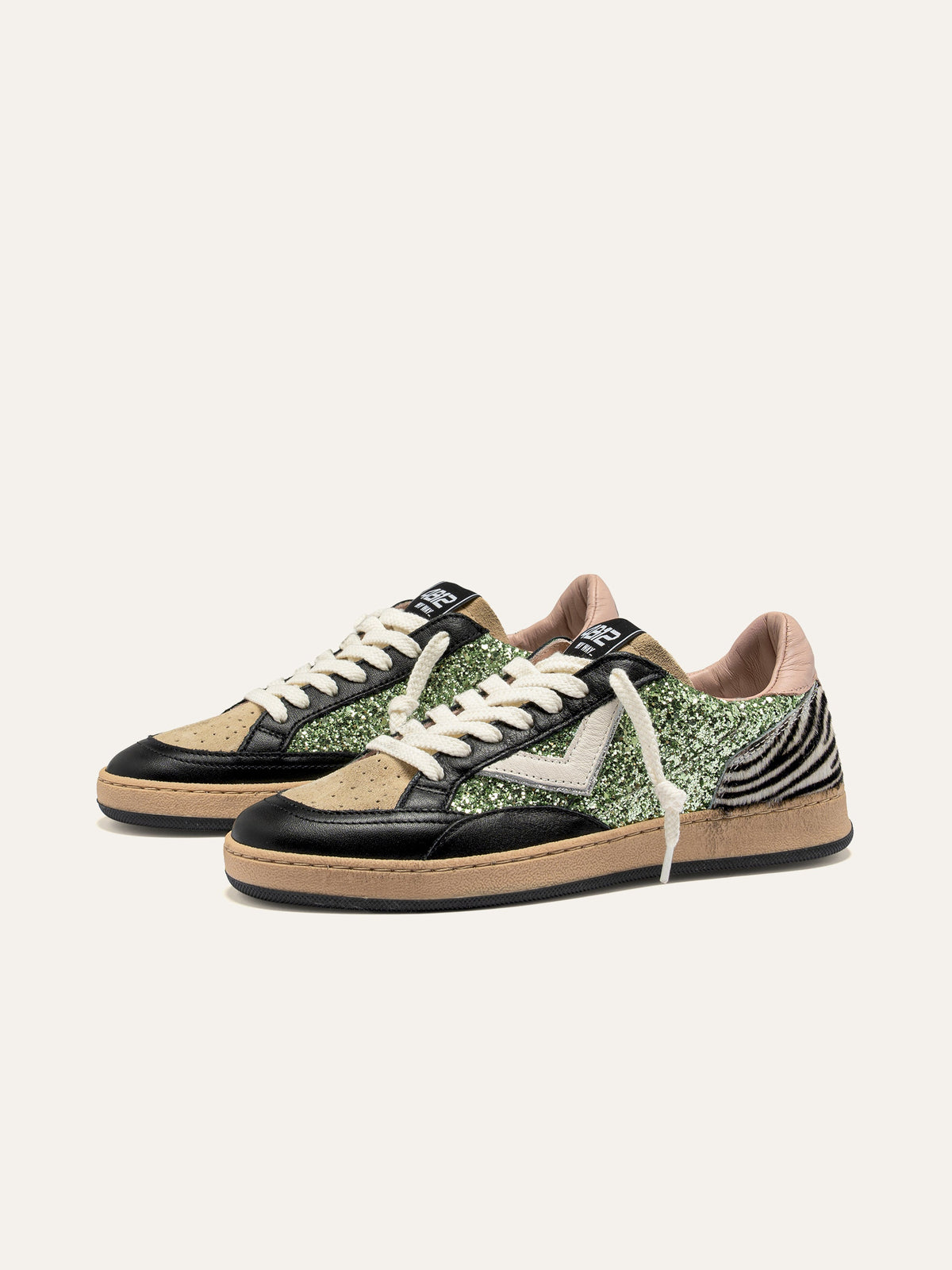 PLAYNEW Sneakers in Multicolor Glitter and Animalier