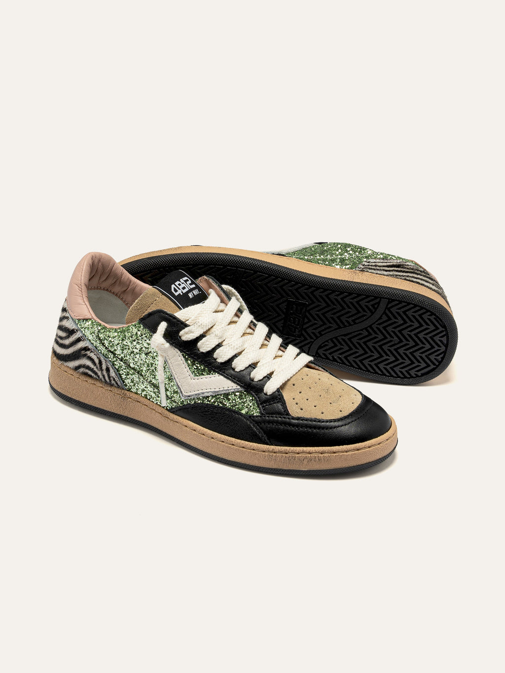PLAYNEW Sneakers in Multicolor Glitter and Animalier