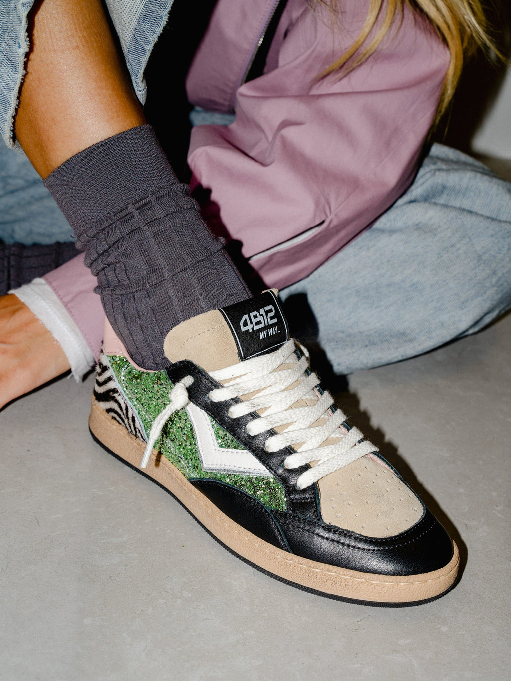 PLAYNEW Sneakers in Multicolor Glitter and Animalier