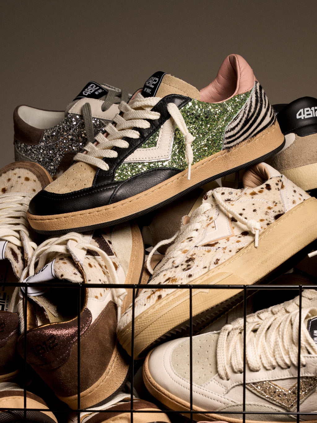 PLAYNEW Sneakers in Multicolor Glitter and Animalier