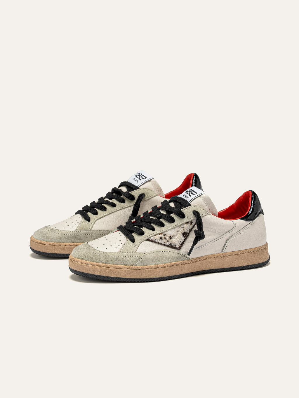 PLAYNEW Sneakers in White and Black Suede