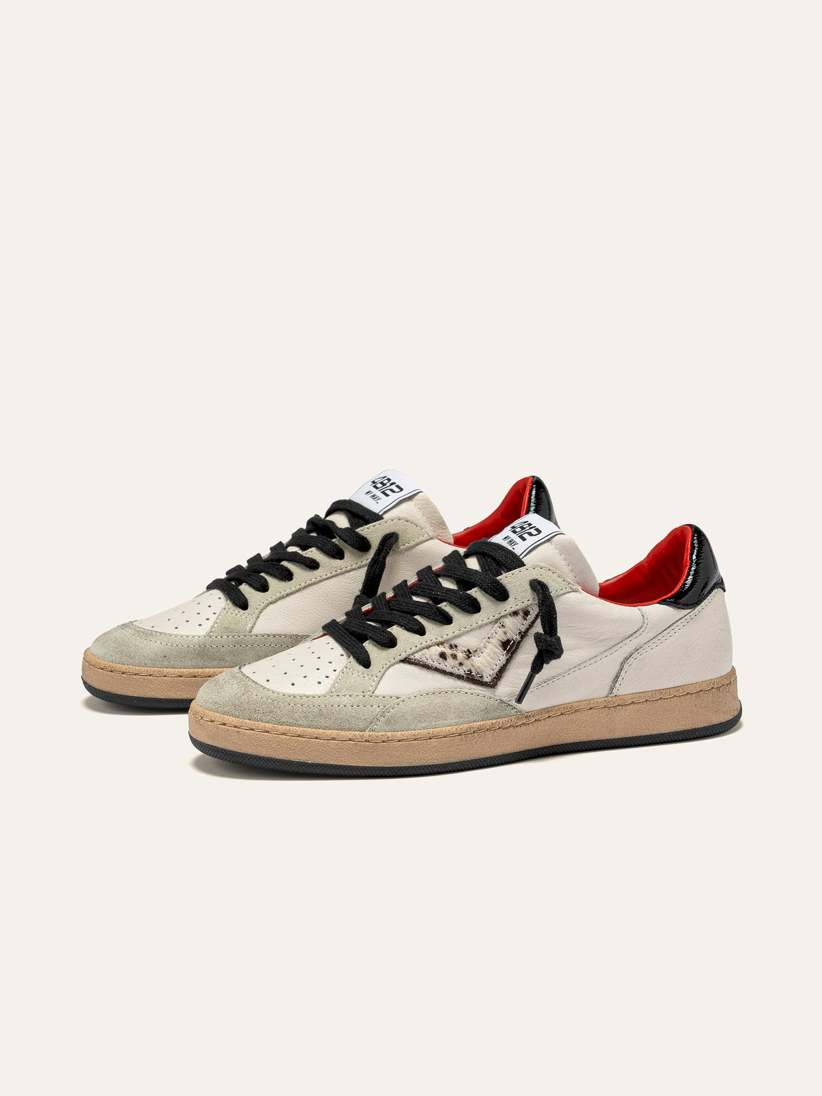 PLAYNEW Sneakers in White and Black Suede