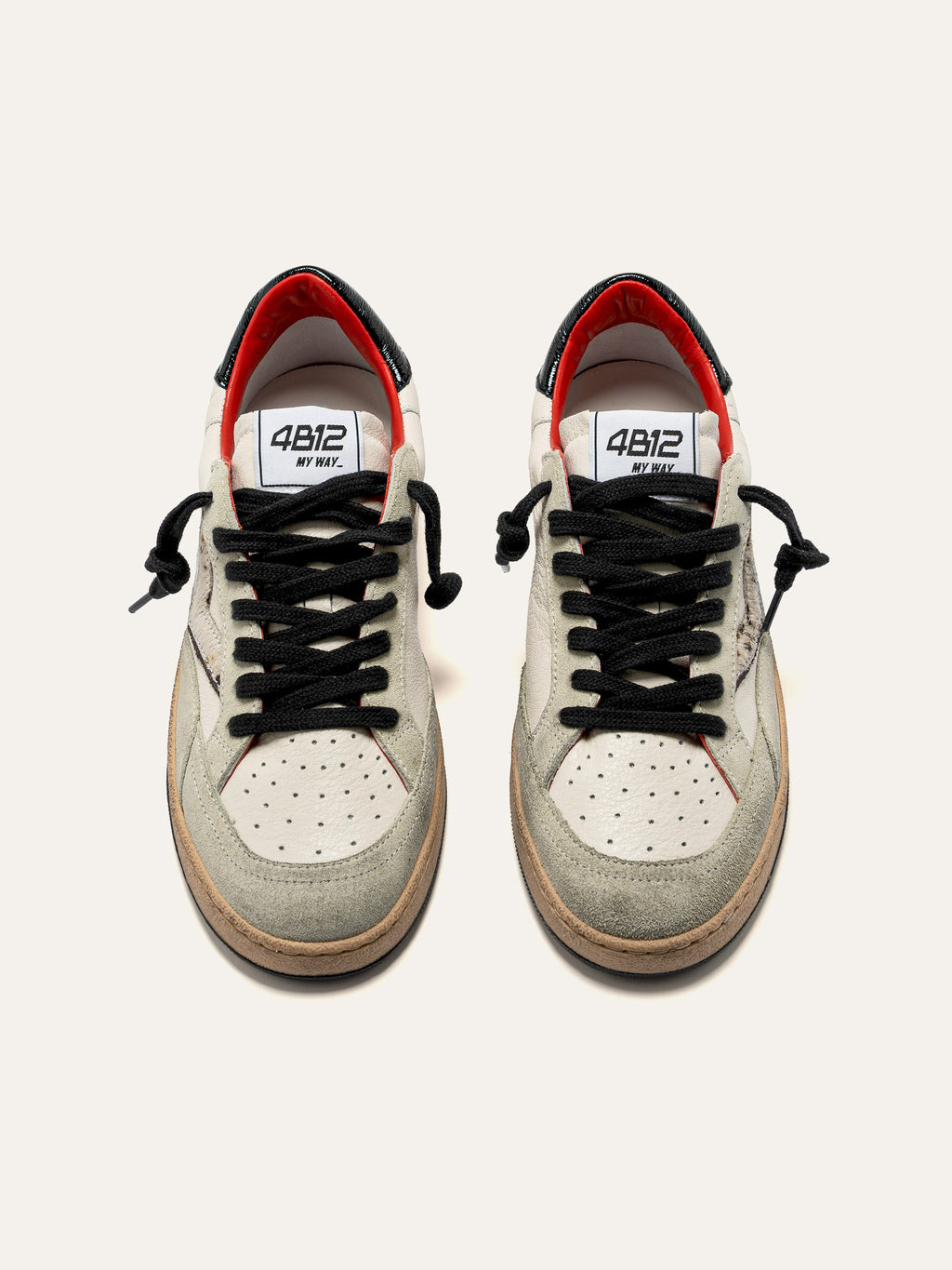 PLAYNEW Sneakers in White and Black Suede