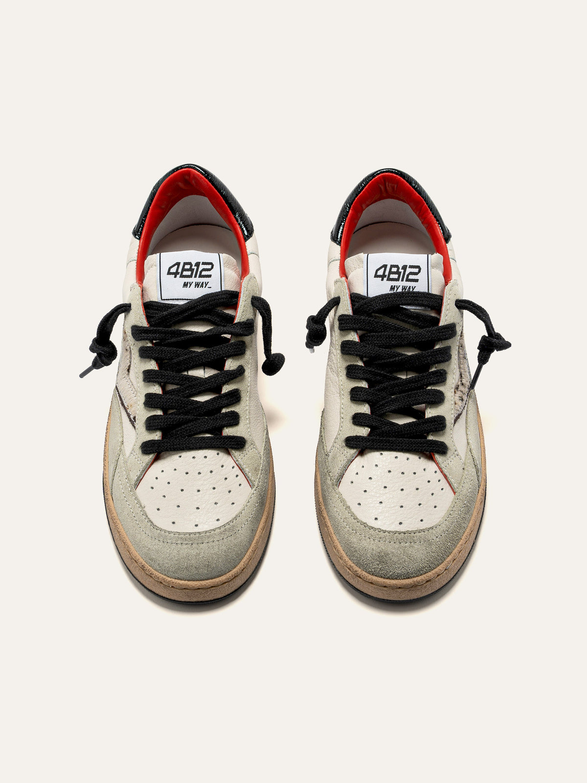 PLAYNEW Sneakers in White and Black Suede