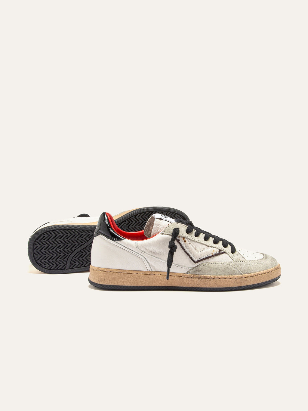 PLAYNEW Sneakers in White and Black Suede