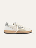 PLAYNEW Sneakers in White Leather and Silver Glitter