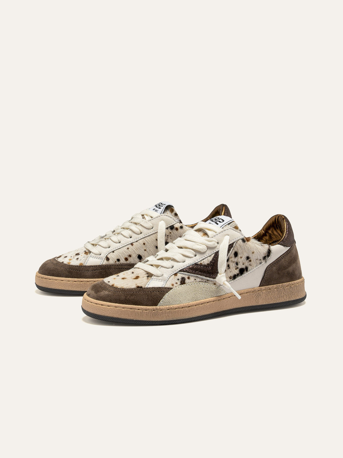 PLAYNEW Sneakers in Brown Suede and Animalier