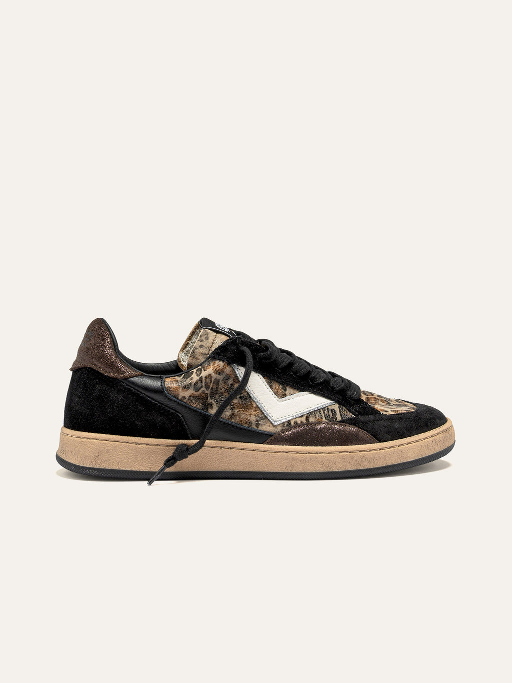 PLAYNEW Sneakers in Black Leather and Animalier
