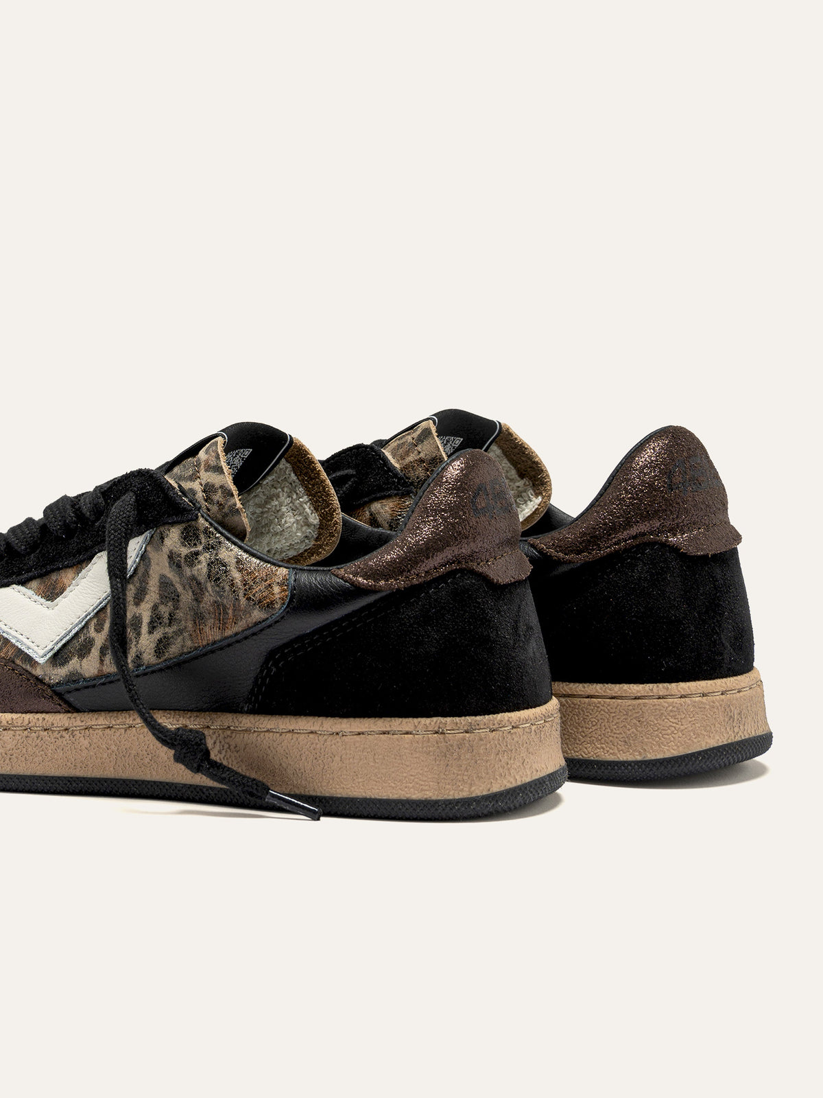 PLAYNEW Sneakers in Black Leather and Animalier