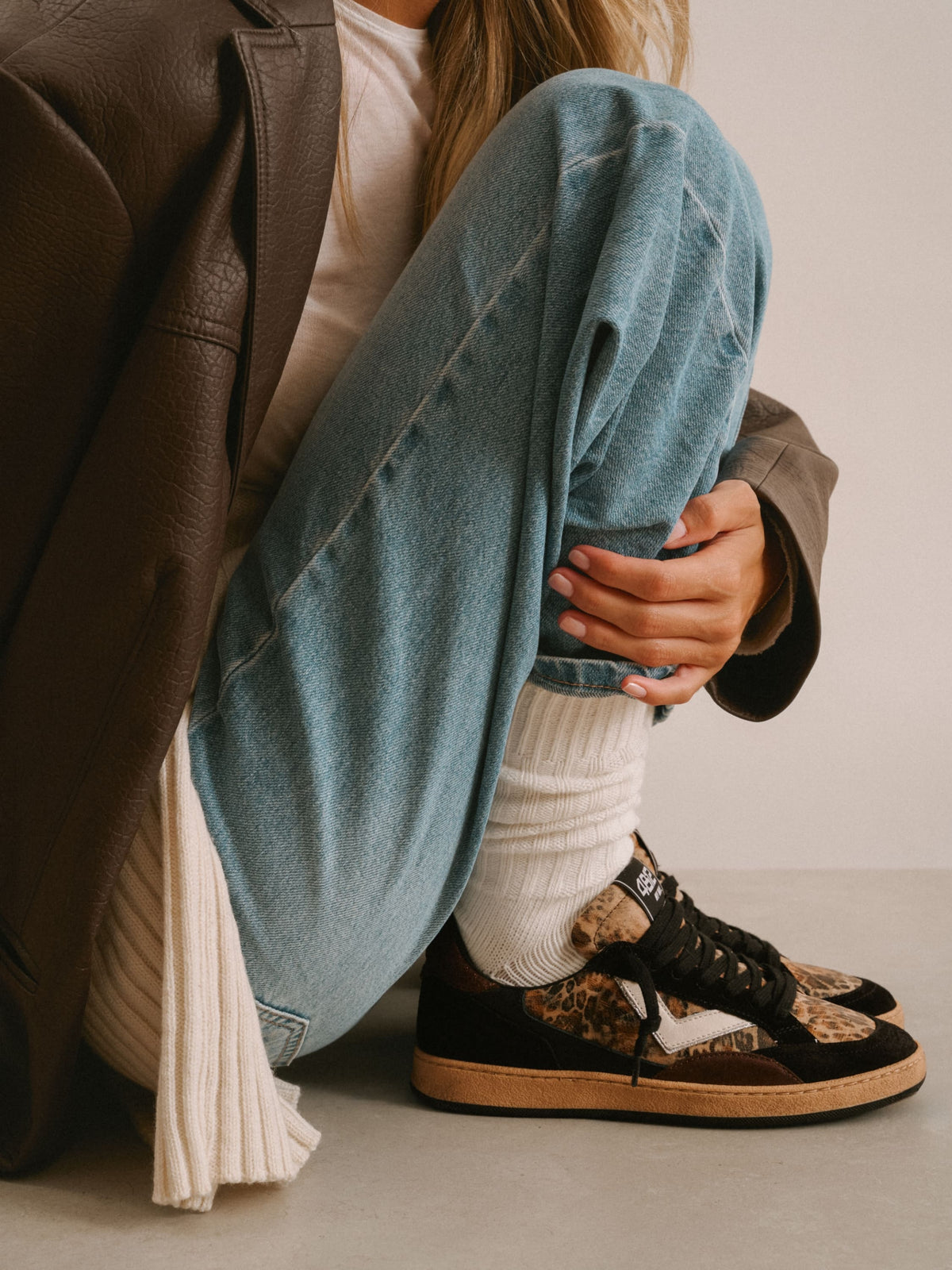 Sneaker PLAYNEW in Pelle Nera e Animalier