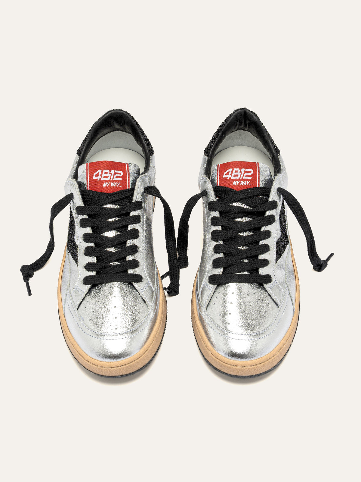PLAYNEW Sneakers in Silver and Black
