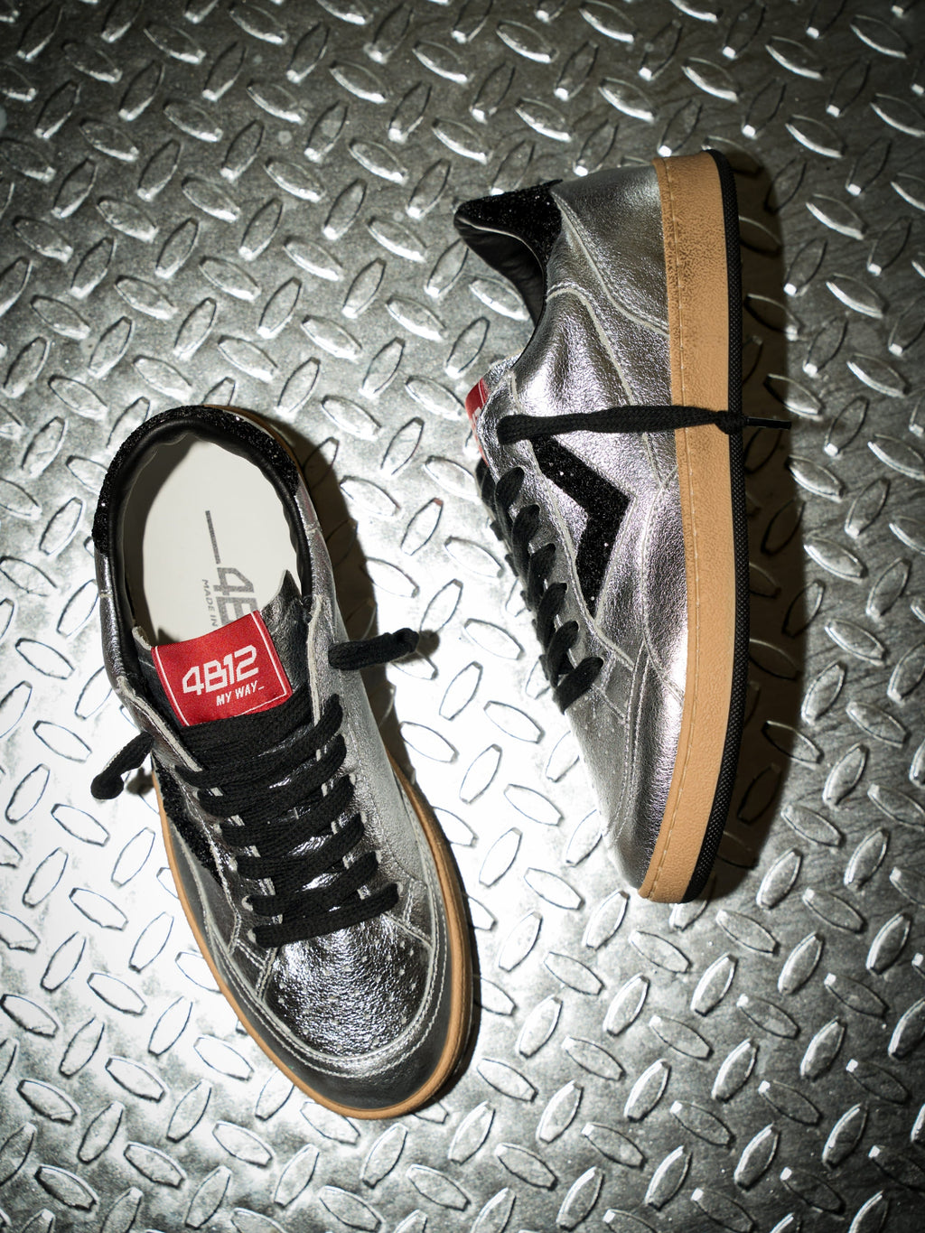 PLAYNEW Sneakers in Silver and Black