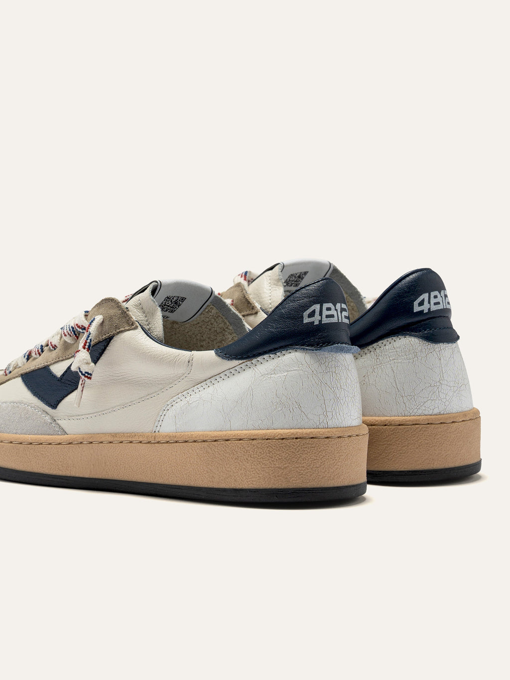 PLAYNEW Sneakers in White and Beige Leather