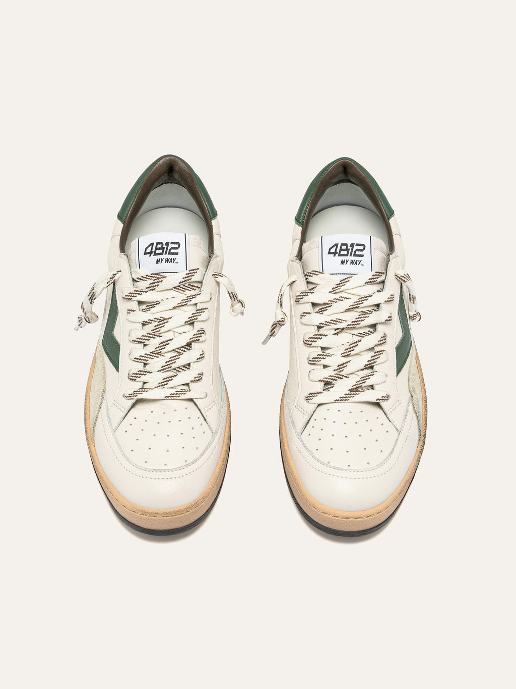 PLAYNEW Sneakers in White and Green Leather