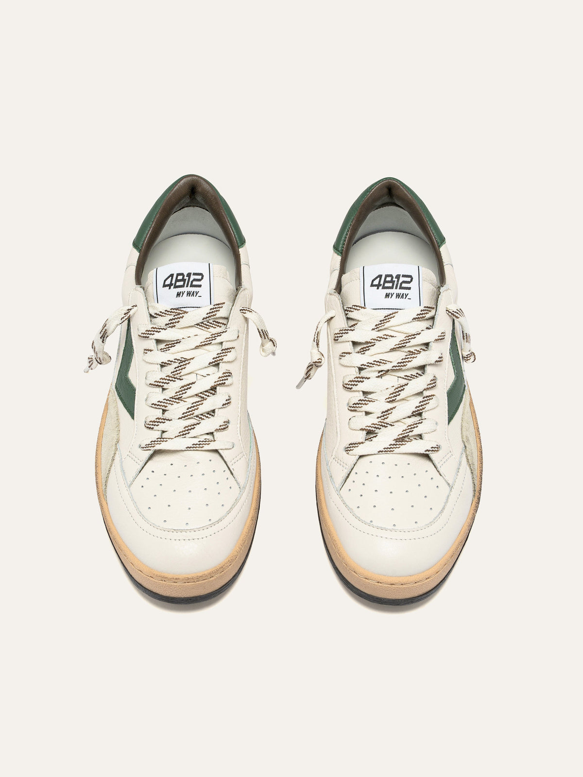 PLAYNEW Sneakers in White and Green Leather