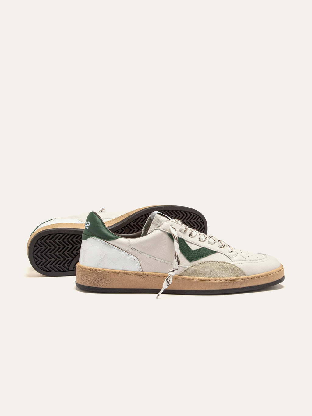 PLAYNEW Sneakers in White and Green Leather