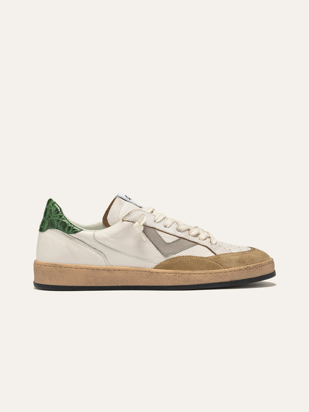 PLAYNEW Sneakers in White and Beige Leather