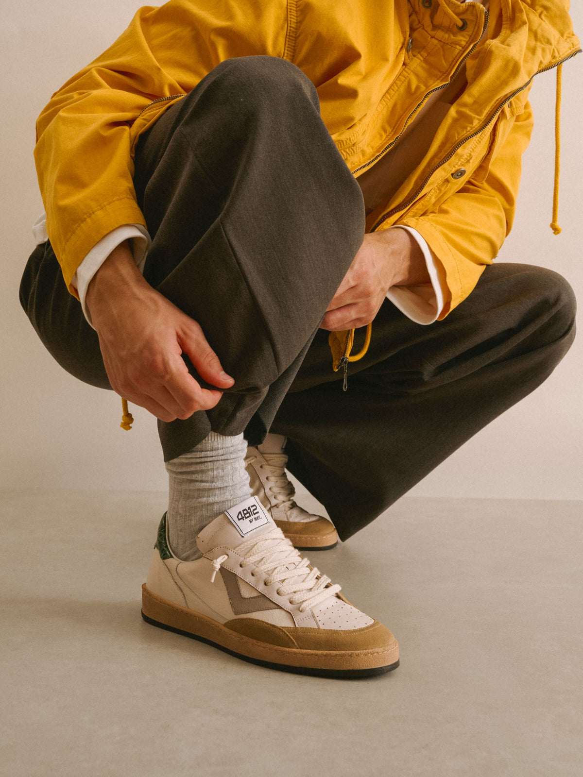 Sneaker PLAYNEW in Pelle Bianca e Beige