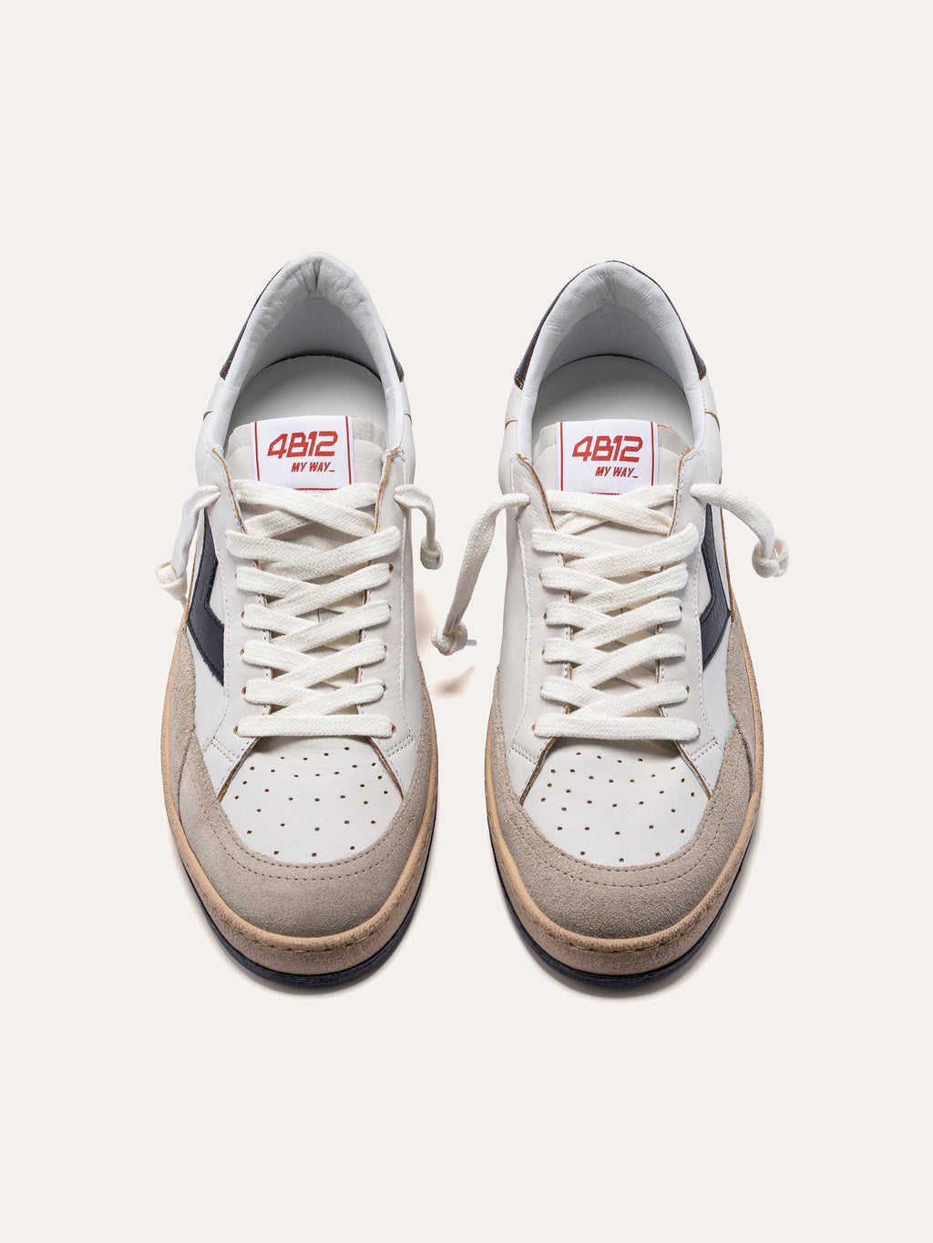 PLAYNEW Sneakers in White and Black Leather