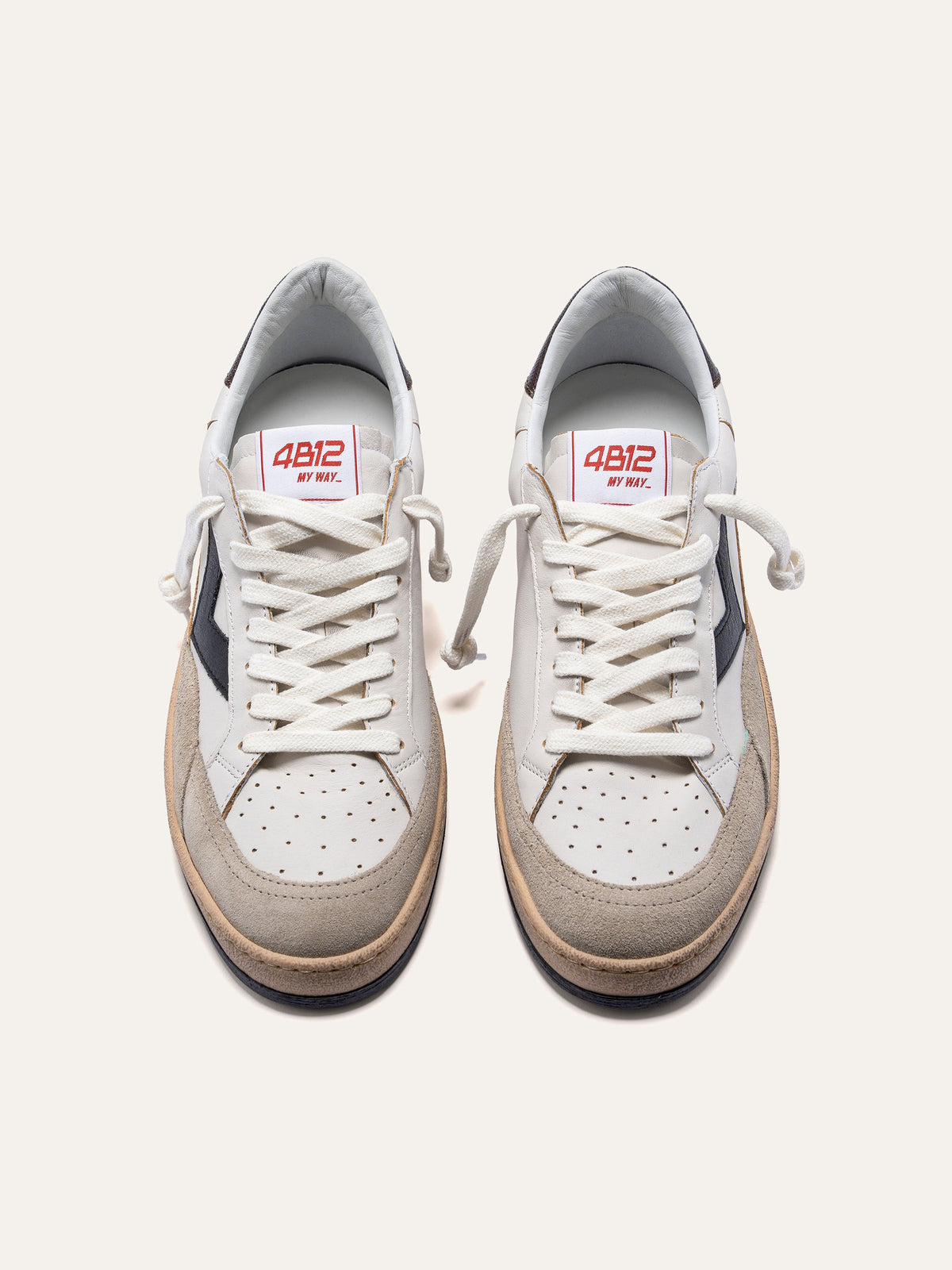 PLAYNEW Sneakers in White and Black Leather