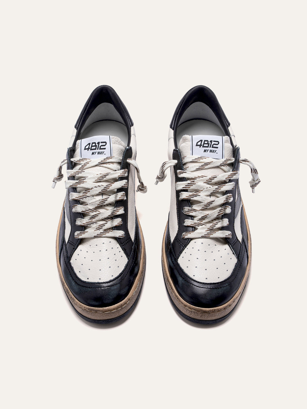 PLAYNEW Sneakers in White and Grey Leather