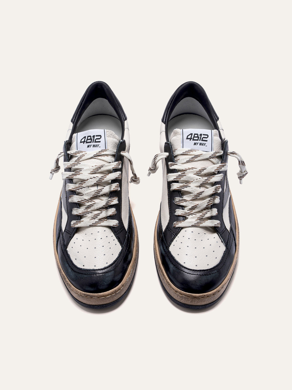 PLAYNEW Sneakers in White and Grey Leather
