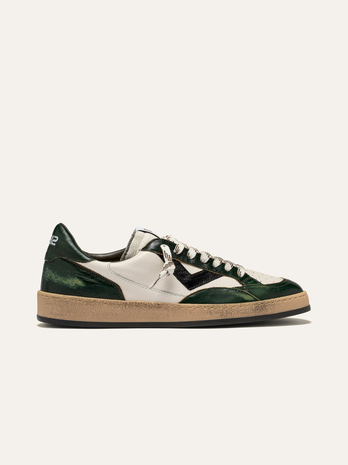 Sneaker PLAYNEW in Pelle Bianca e Verde Scuro