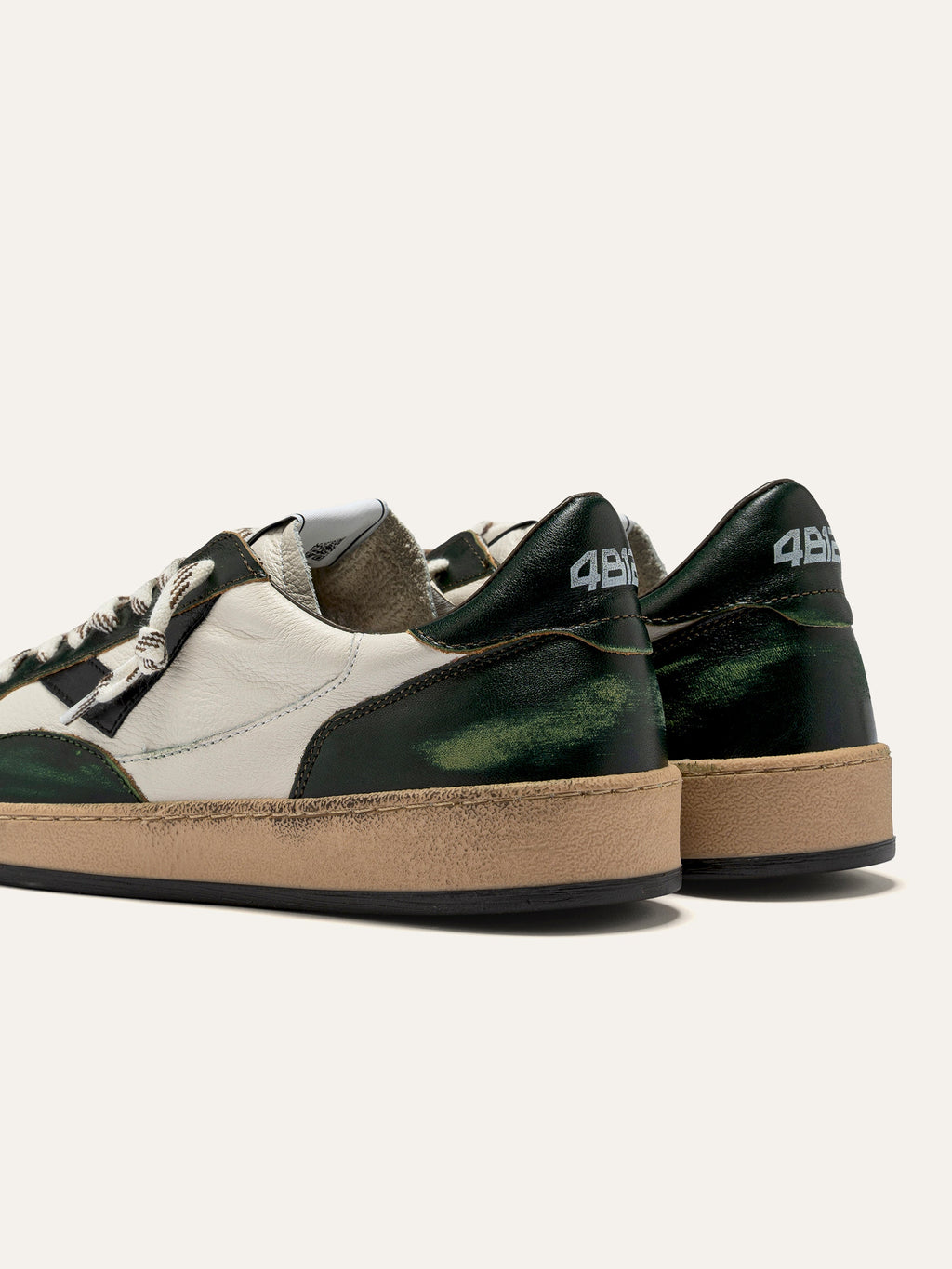 PLAYNEW Sneakers in White and Dark Green Leather