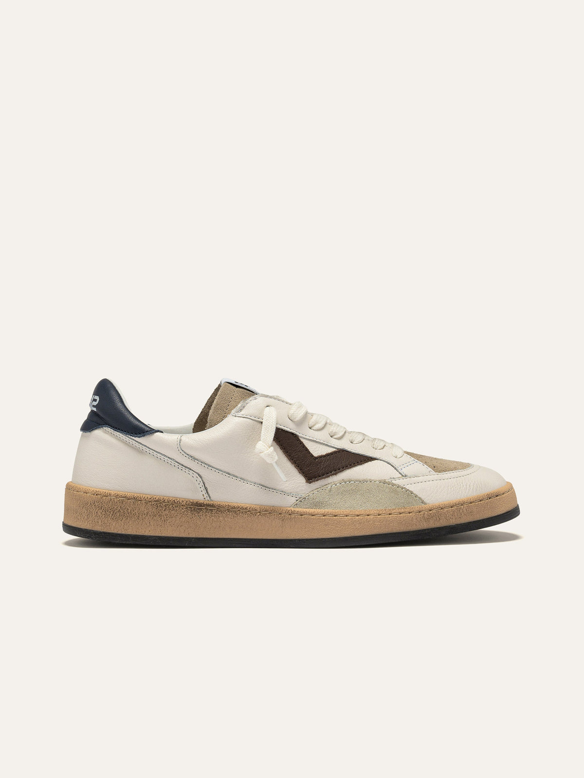 Sneaker PLAYNEW in Pelle Bianca e Marrone e Navy