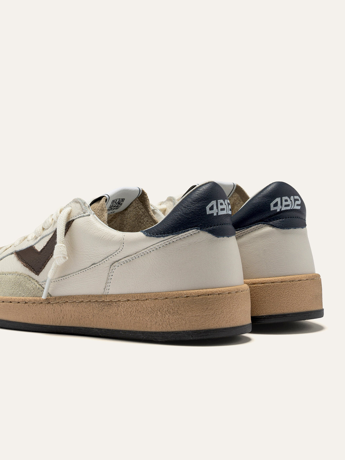 PLAYNEW Sneakers in White, Brown and Navy Leather