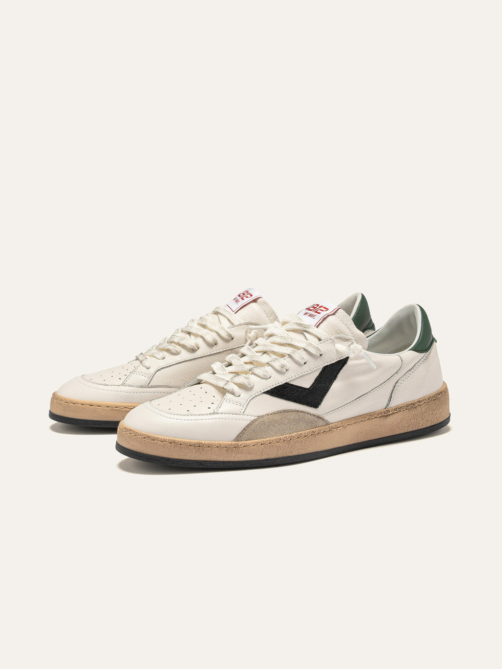PLAYNEW Sneakers in White and Black Leather