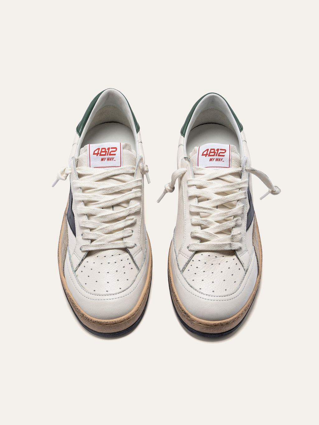 PLAYNEW Sneakers in White and Black Leather