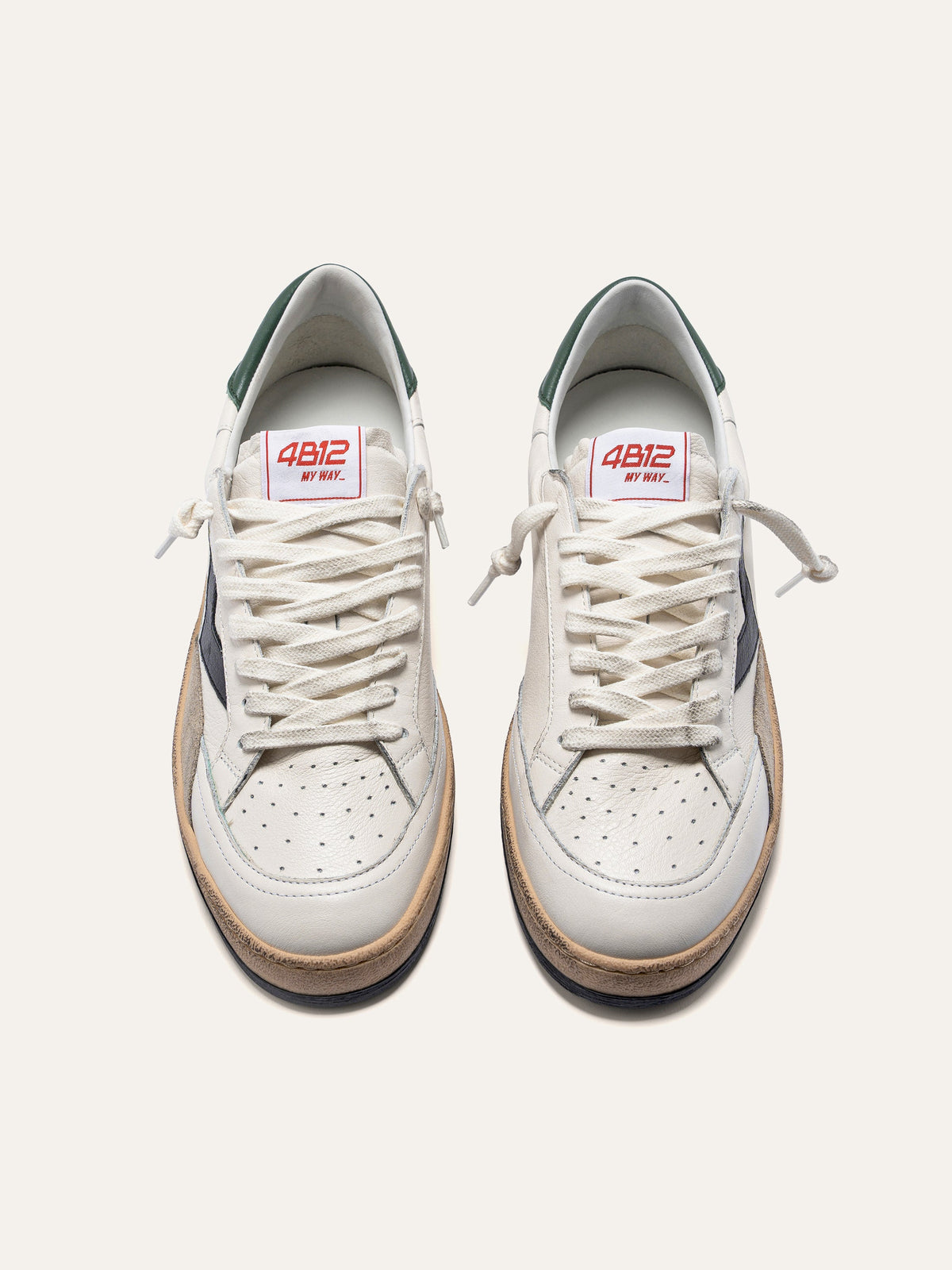 PLAYNEW Sneakers in White and Black Leather
