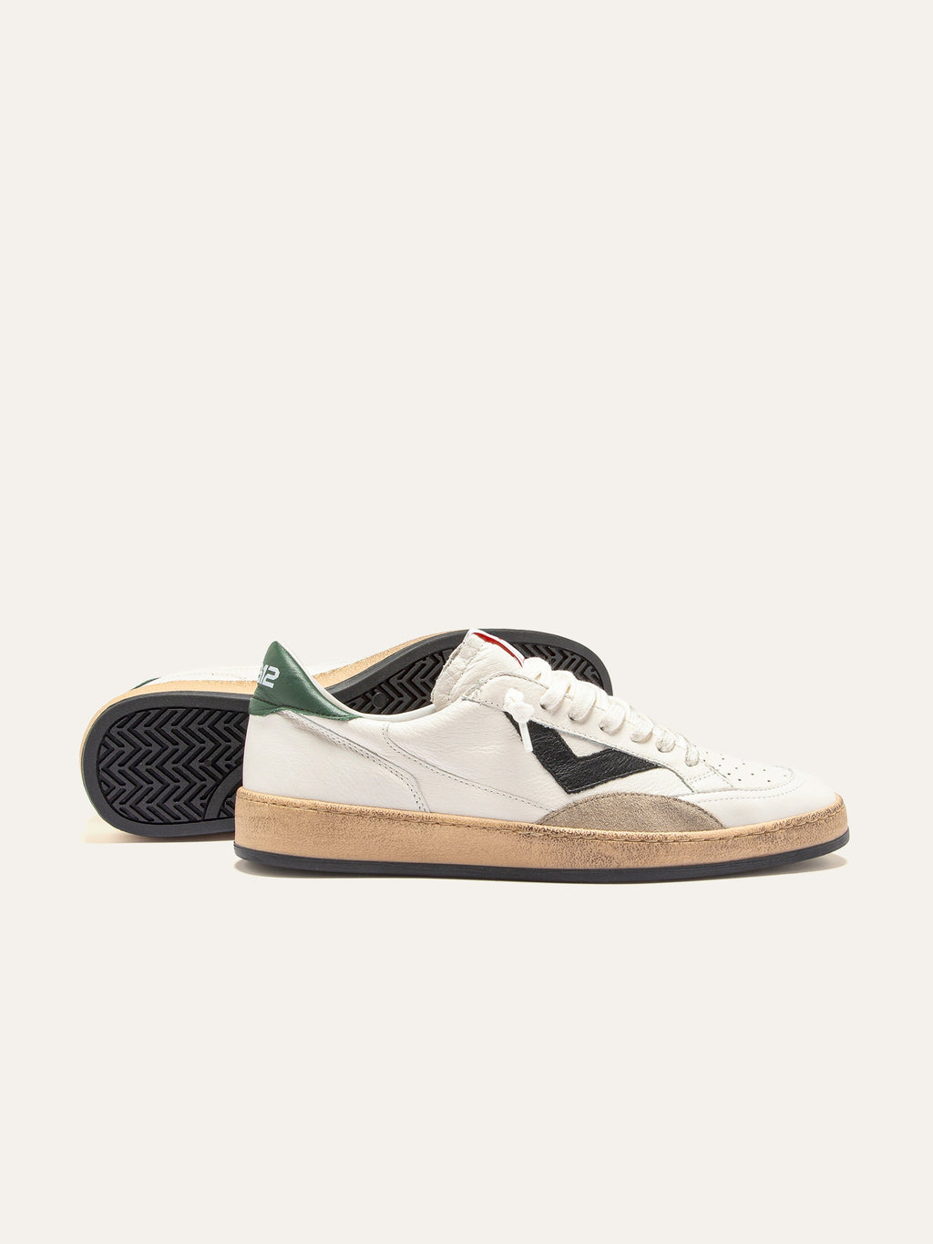PLAYNEW Sneakers in White and Black Leather