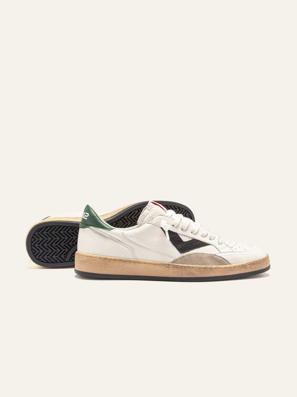 PLAYNEW Sneakers in White and Black Leather