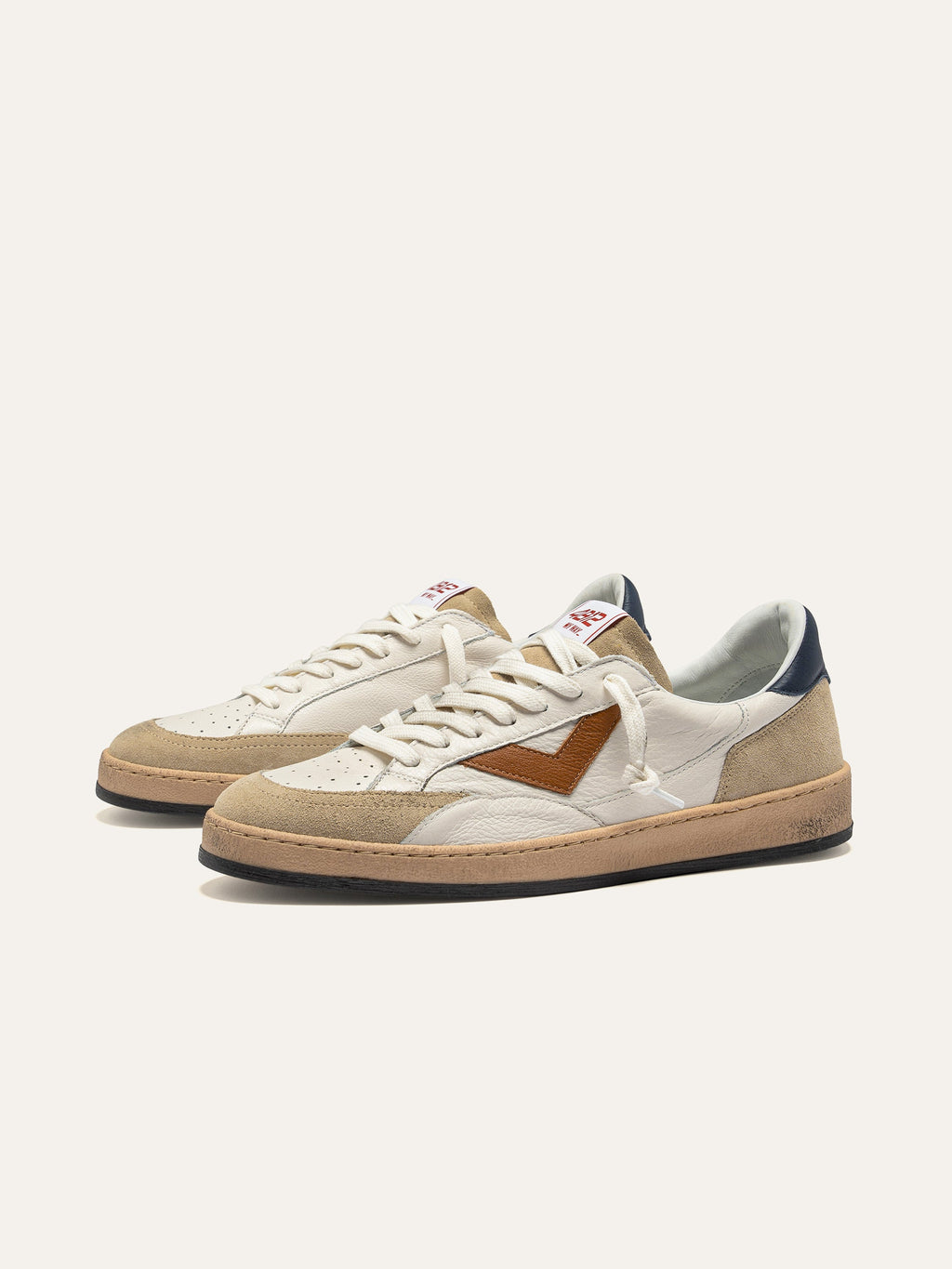 PLAYNEW Sneakers in White and Navy Leather