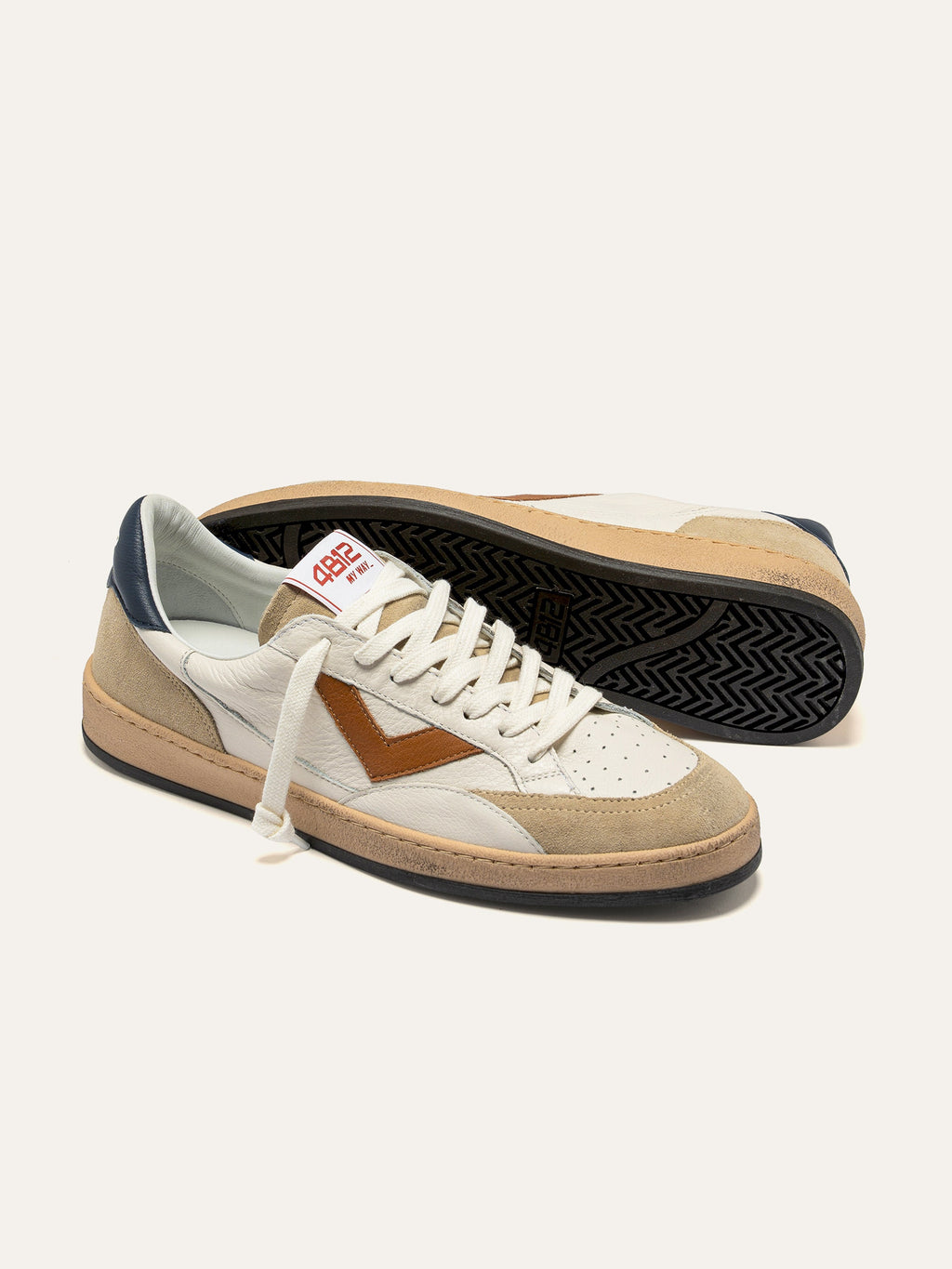 PLAYNEW Sneakers in White and Navy Leather
