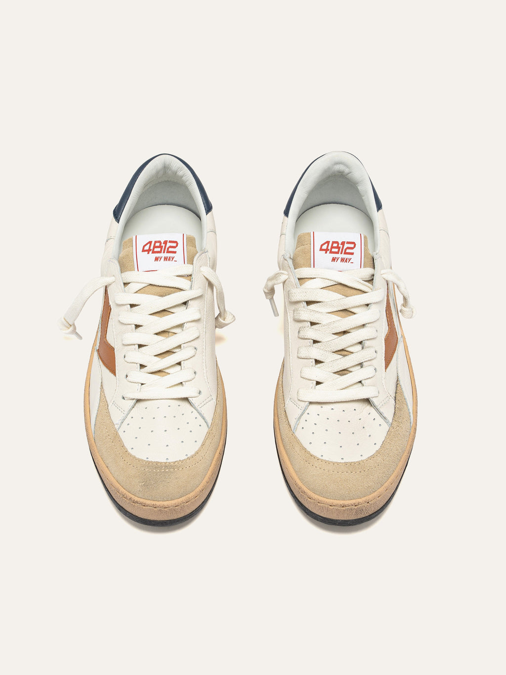 PLAYNEW Sneakers in White and Navy Leather