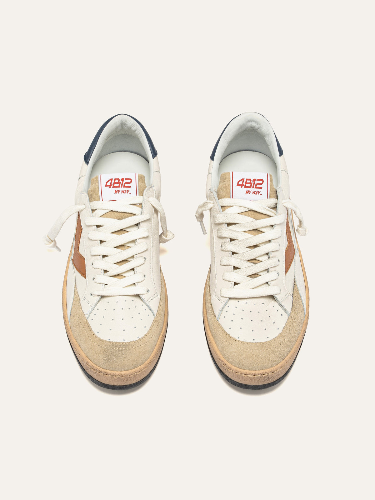 PLAYNEW Sneakers in White and Navy Leather