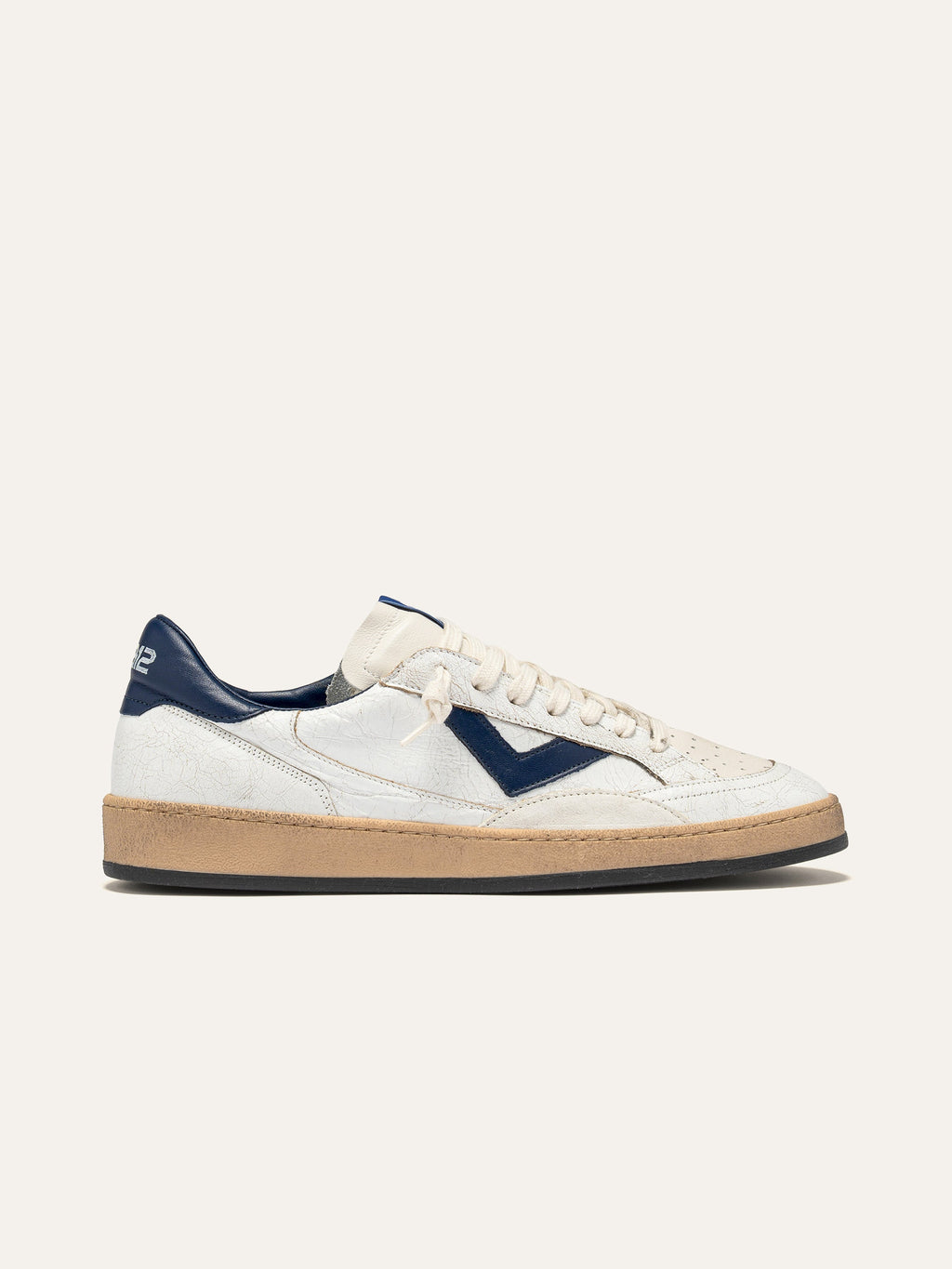 PLAYNEW Sneakers in White Crackled Leather and Blue