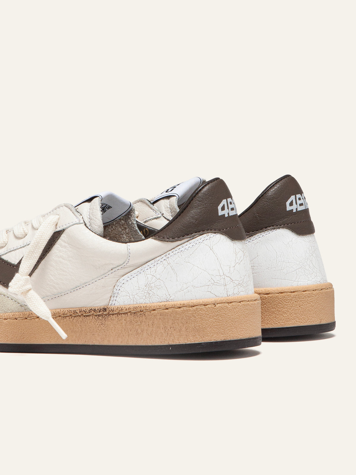 Baskets PLAYNEW en Cuir Blanc et Vert Olive